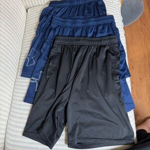 Men’s Lot: Under Armour Athletic Blue and Champion Black Shorts Moisture-Wicking